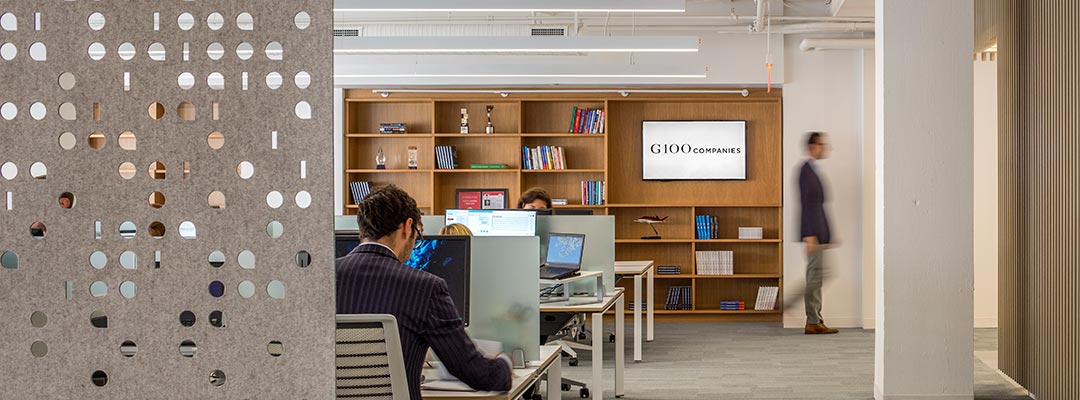 G100 Companies sound masking scape system collaborative media Rye Farmingdale Midtown Manhattan NYC Waldner's portfolio